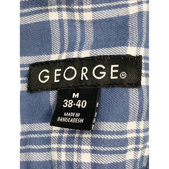George Men's Button Down Long Sleeve Blue Plaid Shirt‎ - Size M - Picture 4 of 5